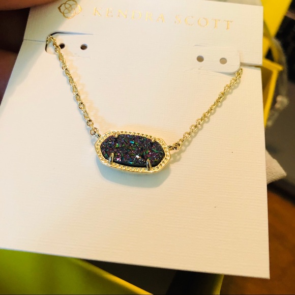 Kendra Scott Rainbow Druzy & Gold Necklace NIB - Picture 4 of 4